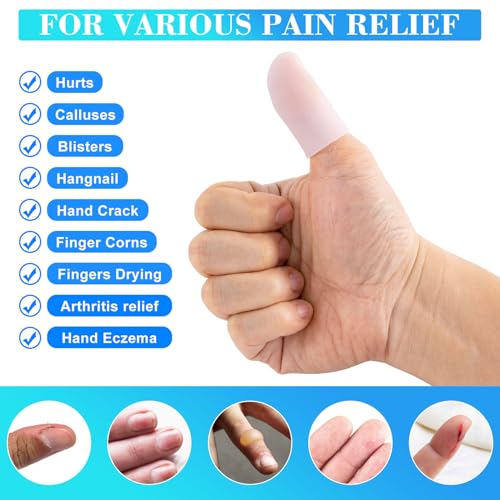 ANCIRS 20pcs Gel Finger Support Protector Caps Gloves, Gel Finger Cots/Covers, Silicone Fingertips for Hands Cracking, Eczema Skin, Trigger Finger Arthritis Pain Relief- White - Image 5