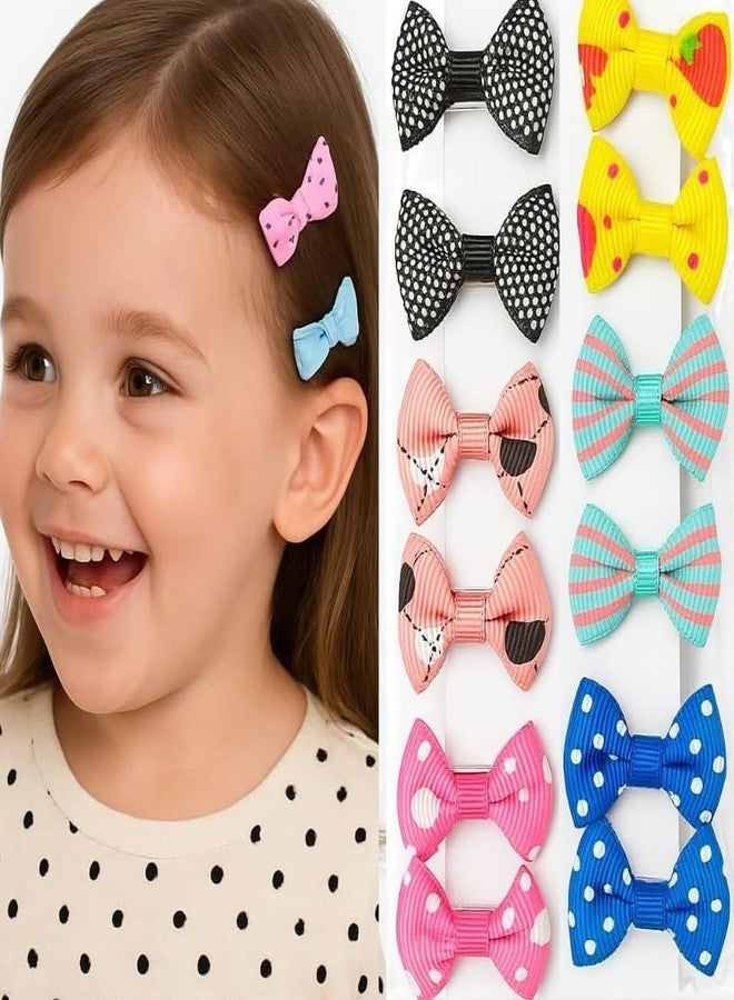 Tintoo 12‑Pack Kids Bow Hair Clips with Alligator Clip | Cute Polka‑Dot & Floral Ribbon Bows for Toddlers & Girls | Secure No‑Slip Grip (12pcs) - Image 1