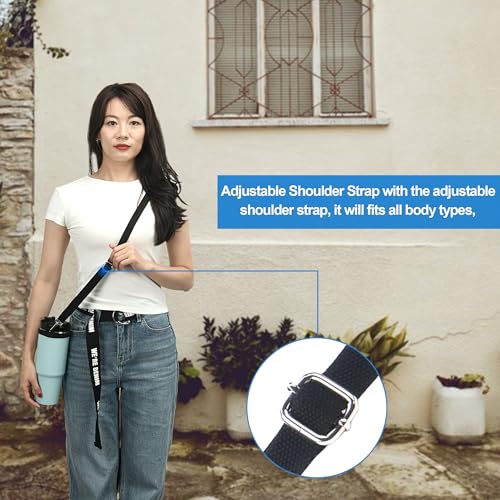 Wongeto Water bottle strap ajustable Shoulder Strap for Stanley 20/40/30 Oz Tumbler Water Bottle,Bottle Sling Stanley Cup Accessories,fit for Daily Walking Biking Hiking (Black) - Image 3
