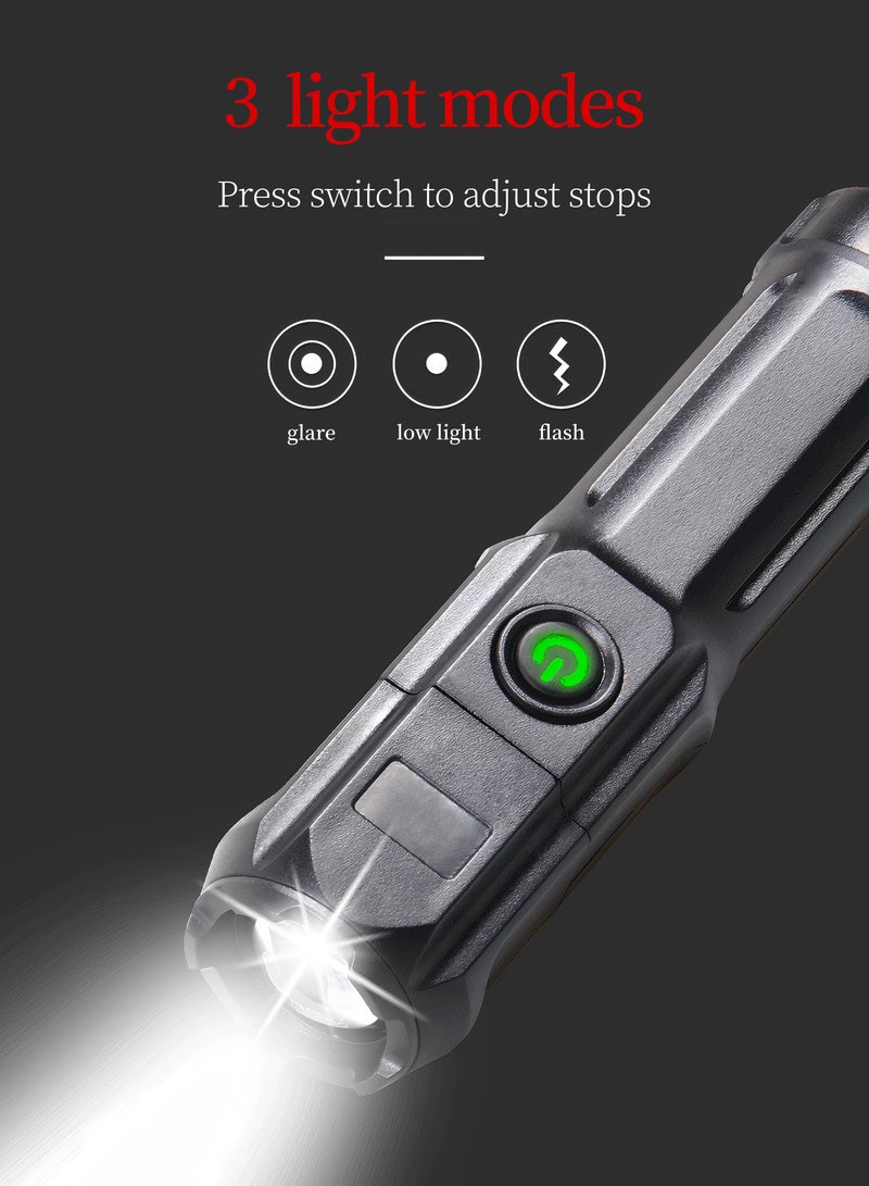 Outdoor Flashlight, LED Remote Telescopic Zoom Flashlight, Plastic USB Rechargeable Flashlight  - Image 2