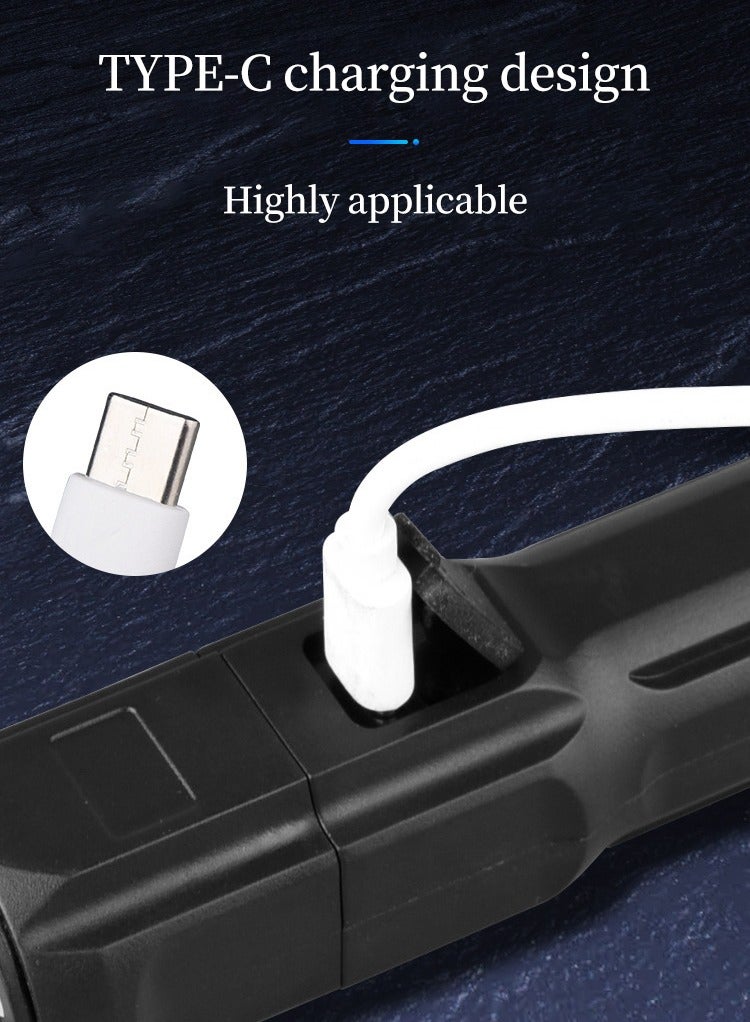 Outdoor Flashlight, LED Remote Telescopic Zoom Flashlight, Plastic USB Rechargeable Flashlight  - Image 5
