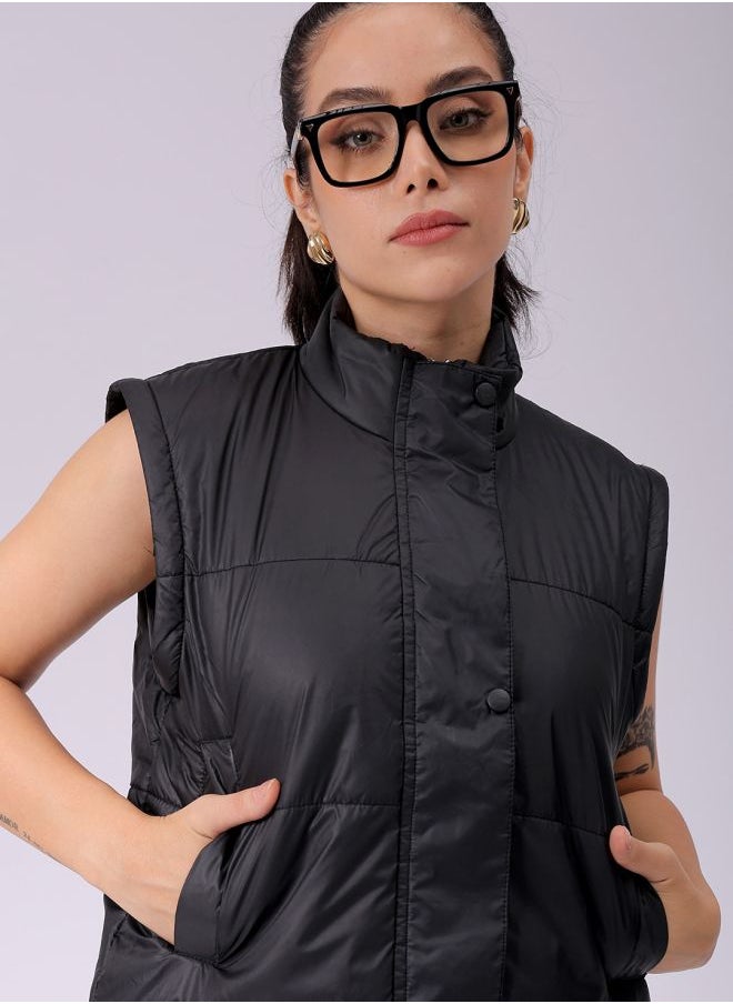 Freehand - Women Casual Regular Fit Long Sleeve Detachable Sleeve Crop Jacket - Image 1