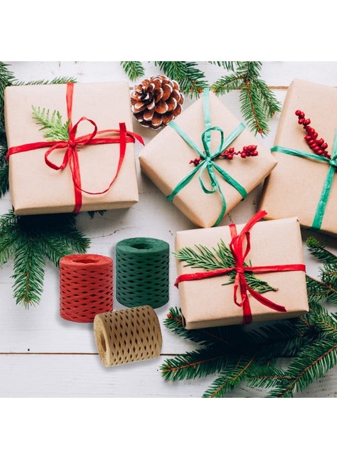 Jolbndcv Raffia Ribbon Gift Wrapping 4 Rolls Raffia Ribbon String Kraft Packing Paper Twine For Gifts Packing Decoration(Total 656 Feet) - Image 5