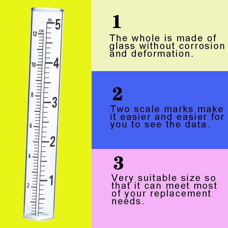 YZDTECH 4 PCS Rain Gauge Glass Replacement Tube, Glass Rain Gauges Replacement Tubes Best Rated for Yard Garden Outdoor Lawn, 5 inch with Tube Brush - Image 3