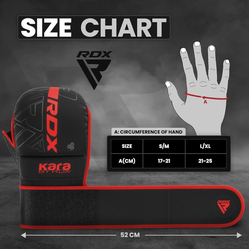 RDX MMA Gloves Sparring Grappling Open Palm Martial Arts Mitts with Adjustable Wrist Support -XL |Red (GSR-F6MR-L/XL+) - Image 4