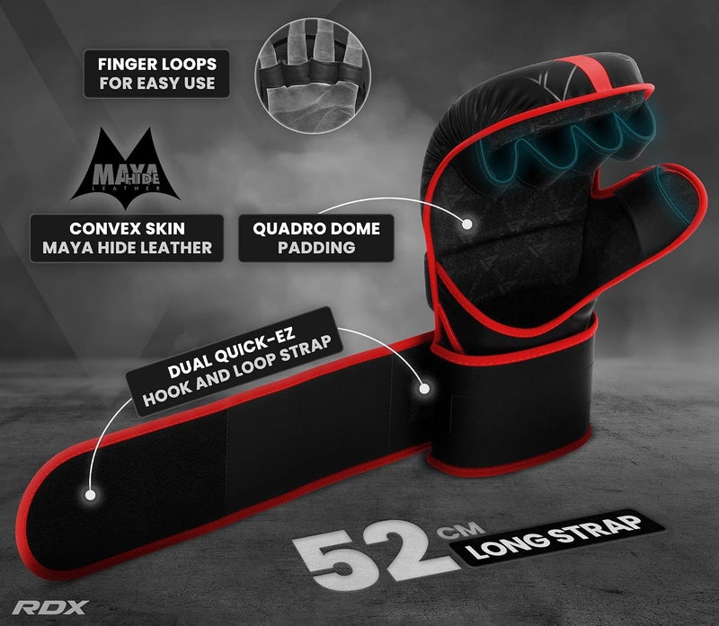 RDX MMA Gloves Sparring Grappling Open Palm Martial Arts Mitts with Adjustable Wrist Support -XL |Red (GSR-F6MR-L/XL+) - Image 5