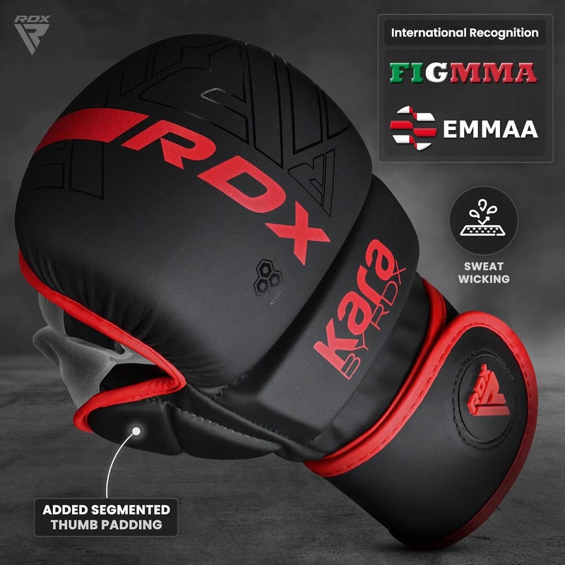 RDX MMA Gloves Sparring Grappling Open Palm Martial Arts Mitts with Adjustable Wrist Support -XL |Red (GSR-F6MR-L/XL+) - Image 2