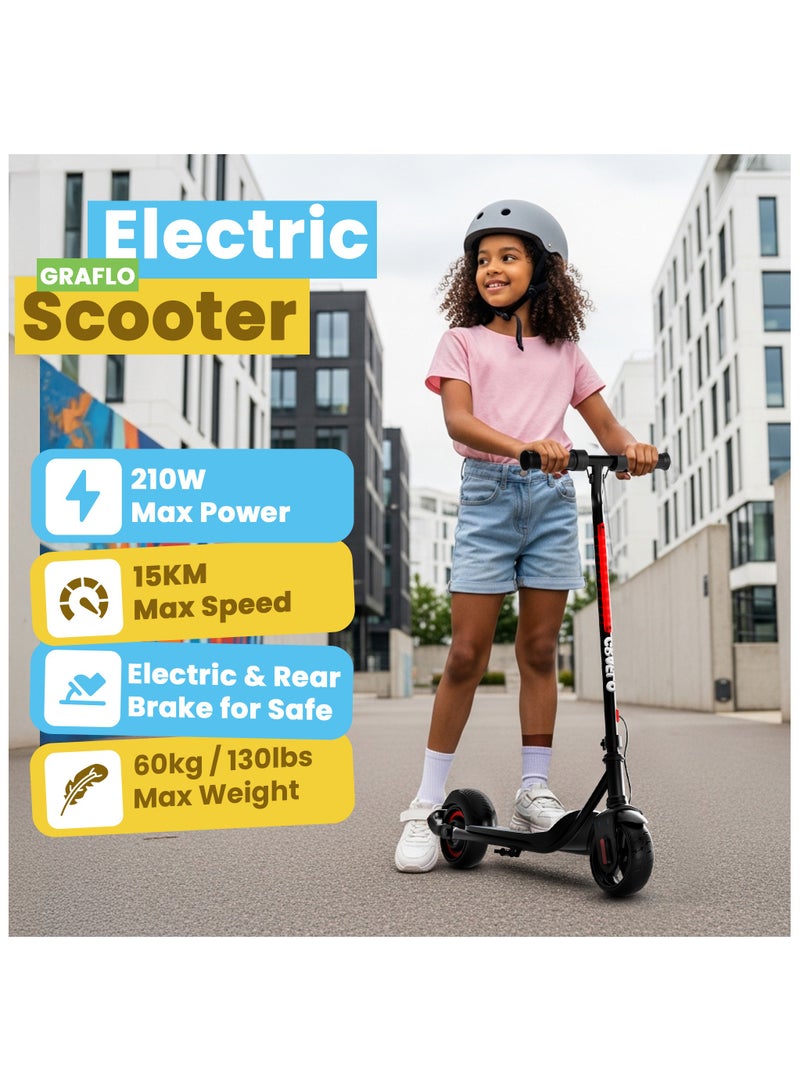 GRAFLO Electric Scooter for Kids – 150W Motor, 16KM/H Max Speed, 7-15KM Range, LED Lights, Rechargeable Battery – Ride On Toy for Boys & Girls, Ages 8+ - Image 3