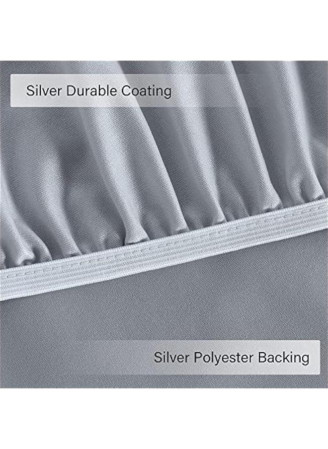 Fitted Round Table Cloth, Reversible Waterproof Stain Resistant Elastic Stretch Tablecloth, Wipe Clean Table Cover for Outdoor/Indoor Use, Fits Round Tables up to 48 - 56 Diameter, Silver