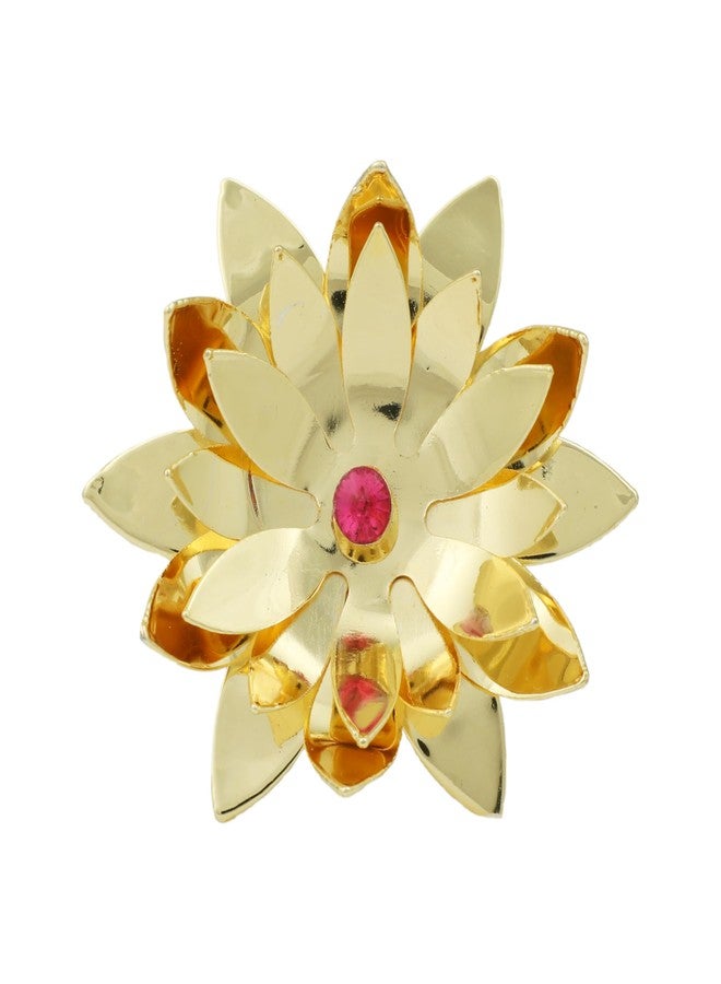 أديتري_كرييشن زهرة نحاسية حمراء مزخرفة من معدن جاسواند لتمثال غانباتي، زهور لتزيين مهرجان ديوالي الهندي التقليدي، تمثال غانباتي للعبادة، هدية تذكارية للمنزل أو المكتب (وردي) - Image 2