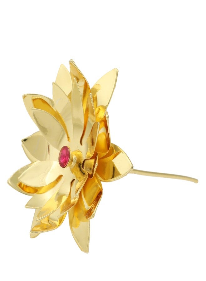 أديتري_كرييشن زهرة نحاسية حمراء مزخرفة من معدن جاسواند لتمثال غانباتي، زهور لتزيين مهرجان ديوالي الهندي التقليدي، تمثال غانباتي للعبادة، هدية تذكارية للمنزل أو المكتب (وردي) - Image 1