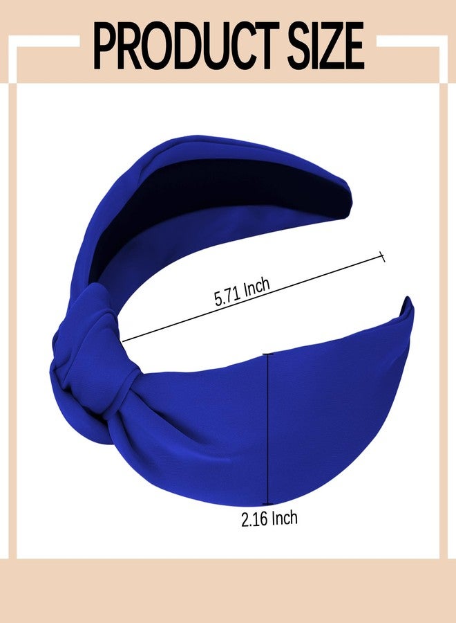 Ondder Royal Blue Headband Top Knot Headbands for Women Cloth Head Bands for Women’s Hair Wide Knotted Headbands for Women Non Slip Fashion Womens Headbands Cute Headbands for Girls - Image 2