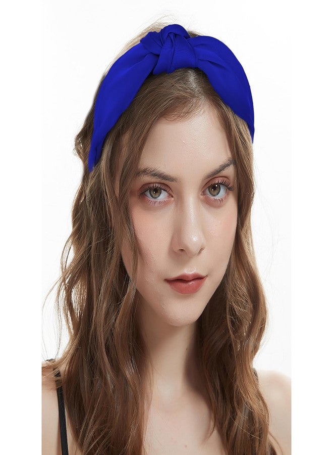 Ondder Royal Blue Headband Top Knot Headbands for Women Cloth Head Bands for Women’s Hair Wide Knotted Headbands for Women Non Slip Fashion Womens Headbands Cute Headbands for Girls - Image 4