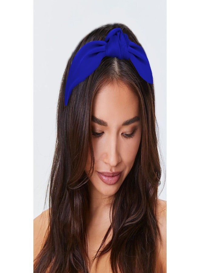 Ondder Royal Blue Headband Top Knot Headbands for Women Cloth Head Bands for Women’s Hair Wide Knotted Headbands for Women Non Slip Fashion Womens Headbands Cute Headbands for Girls - Image 3