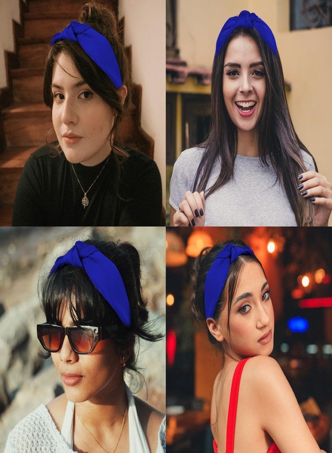 Ondder Royal Blue Headband Top Knot Headbands for Women Cloth Head Bands for Women’s Hair Wide Knotted Headbands for Women Non Slip Fashion Womens Headbands Cute Headbands for Girls - Image 5