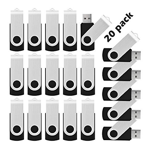KOOTION 20pcs 1GB USB Flash Drives Bulk Flash Drives 1G Memory Stick Swivel Thumb Drives 2.0, Black, 20 Pack - Image 1
