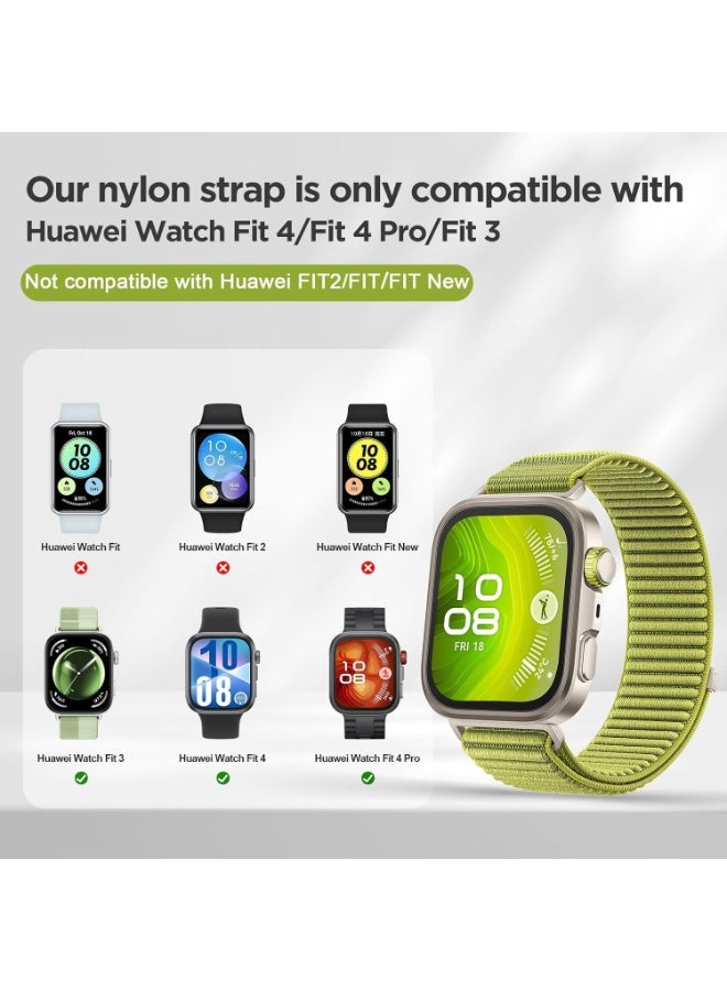 O Ozone For Huawei Watch Fit 3/Fit 4/Fit 4 Pro Watch Strap, Adjustable Nylon Sports Watch Strap Replacement Wristbands for Men & Women- Green, Orange - Image 2