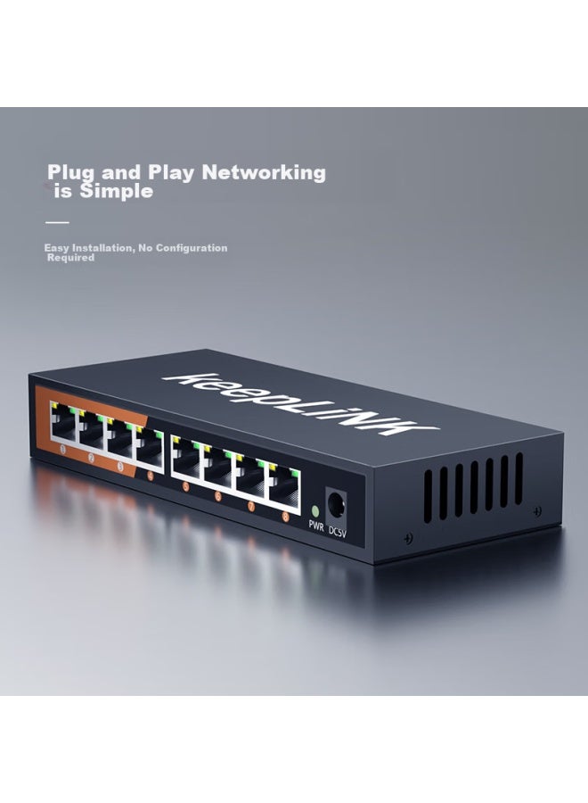 Keeplink Kp-9000 8-port Gigabit Switch, Enterprise-grade, For Home And Dormitory Use, Security Monitoring, Network Splitter, Flow Divider, Switch, Hub, Flow Divider - Image 1