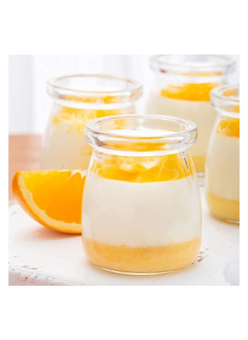 Yogurt, Pudding Jar with Lid - Multi Use Mini Containers Glass Jars, Set of 3 PCS
