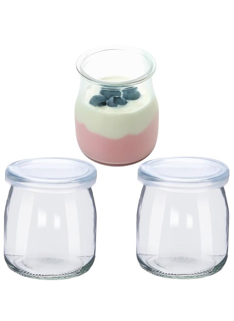 Yogurt, Pudding Jar with Lid - Multi Use Mini Containers Glass Jars, Set of 3 PCS