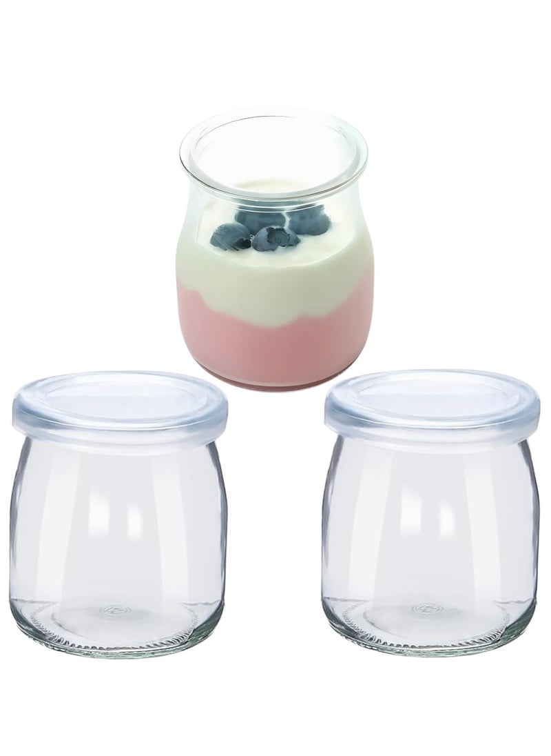 Yogurt, Pudding Jar with Lid - Multi Use Mini Containers Glass Jars, Set of 3 PCS