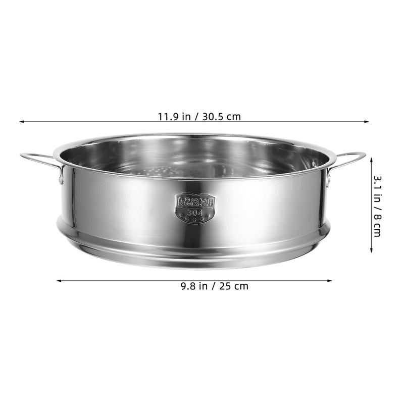 Hemoton 12 Inch Stainless Steel Steamer Basket Stackable Steamer Insert for Pots Multi-Functional Vegetable Rack for Dumplings Fish Meat Rice Cooking - Image 4
