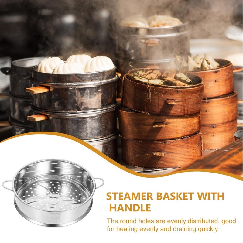 Hemoton 12 Inch Stainless Steel Steamer Basket Stackable Steamer Insert for Pots Multi-Functional Vegetable Rack for Dumplings Fish Meat Rice Cooking - Image 3