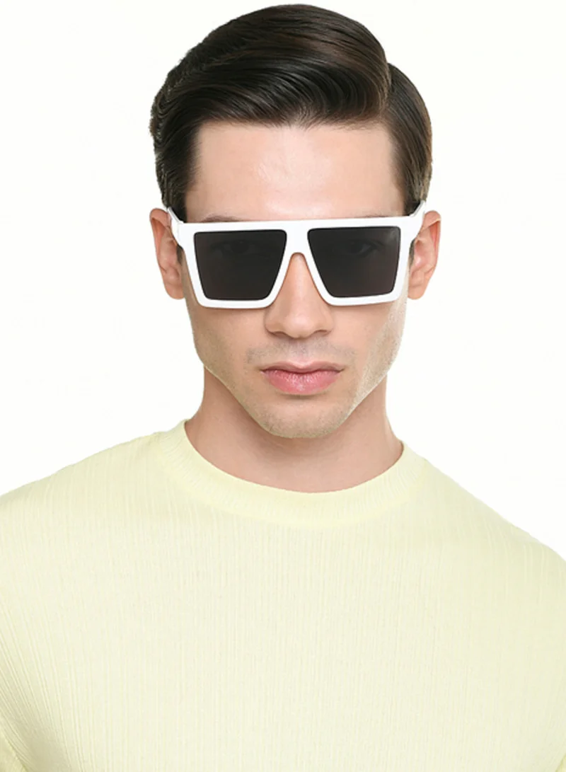 VINCENT CHASE Vincent Chase By Lenskart | White Gray Solid Full Rim Square | Season Essentials | Branded Latest and Stylish Sunglasses | Polarized and 100% UV Protection (UV 400) | Unisex | Large | VC S17392
