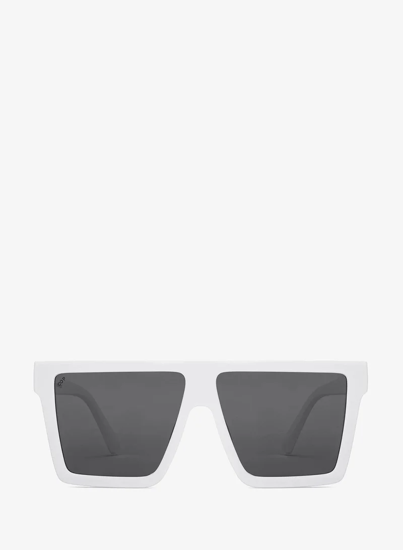 VINCENT CHASE Vincent Chase By Lenskart | White Gray Solid Full Rim Square | Season Essentials | Branded Latest and Stylish Sunglasses | Polarized and 100% UV Protection (UV 400) | Unisex | Large | VC S17392