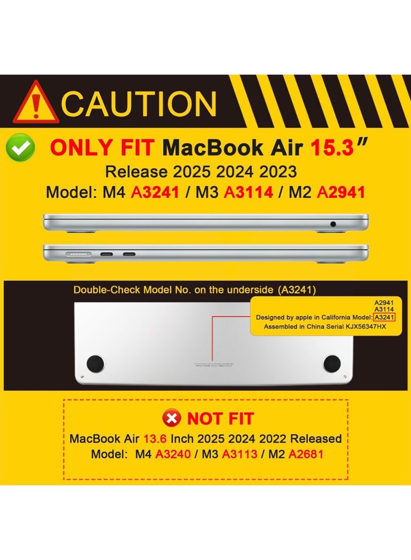 بينويس حافظة لابتوب BENWIS لجهاز MacBook Air 15.3 بوصة (M4/M3/M2) موديل A3114/A2941/A3241، غلاف صلب شفاف مطفي، كفر ماك بوك، حماية مضادة للخدش والصدمات، اكسسوارات لابتوب، غلاف نحيف - Image 4