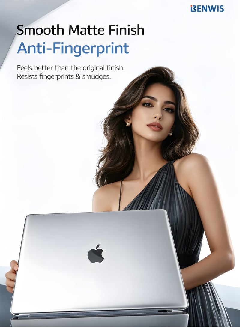 بينويس حافظة لابتوب BENWIS لجهاز MacBook Air 15.3 بوصة (M4/M3/M2) موديل A3114/A2941/A3241، غلاف صلب شفاف مطفي، كفر ماك بوك، حماية مضادة للخدش والصدمات، اكسسوارات لابتوب، غلاف نحيف - Image 5