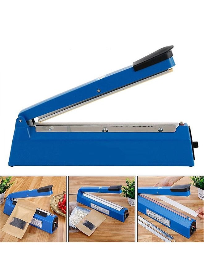 Generic - Electric Manual Hand Impulse Heat Sealer Sealing Packaging Machine For Plastic Packet Pouch Bag Polybag Packing Kitchen Seal Package Poly (8" /20CM) 300W Blue - Image 1