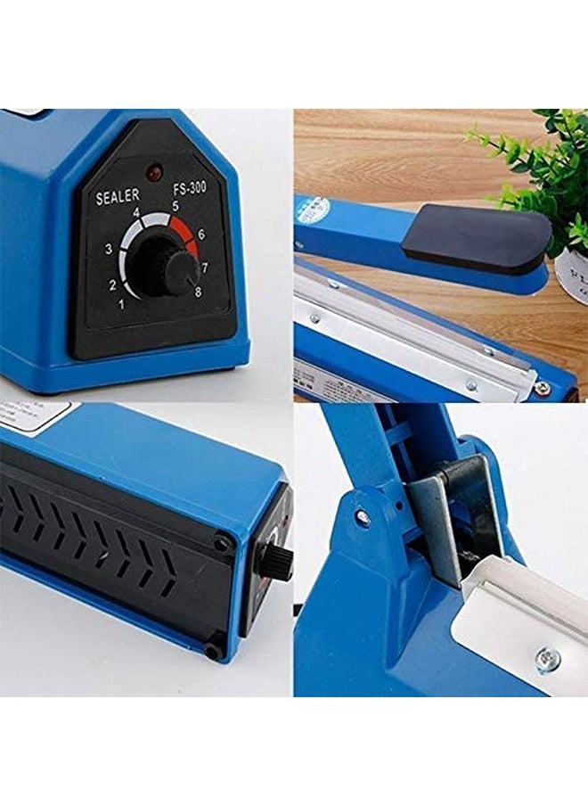 Generic - Electric Manual Hand Impulse Heat Sealer Sealing Packaging Machine For Plastic Packet Pouch Bag Polybag Packing Kitchen Seal Package Poly (8" /20CM) 300W Blue - Image 1