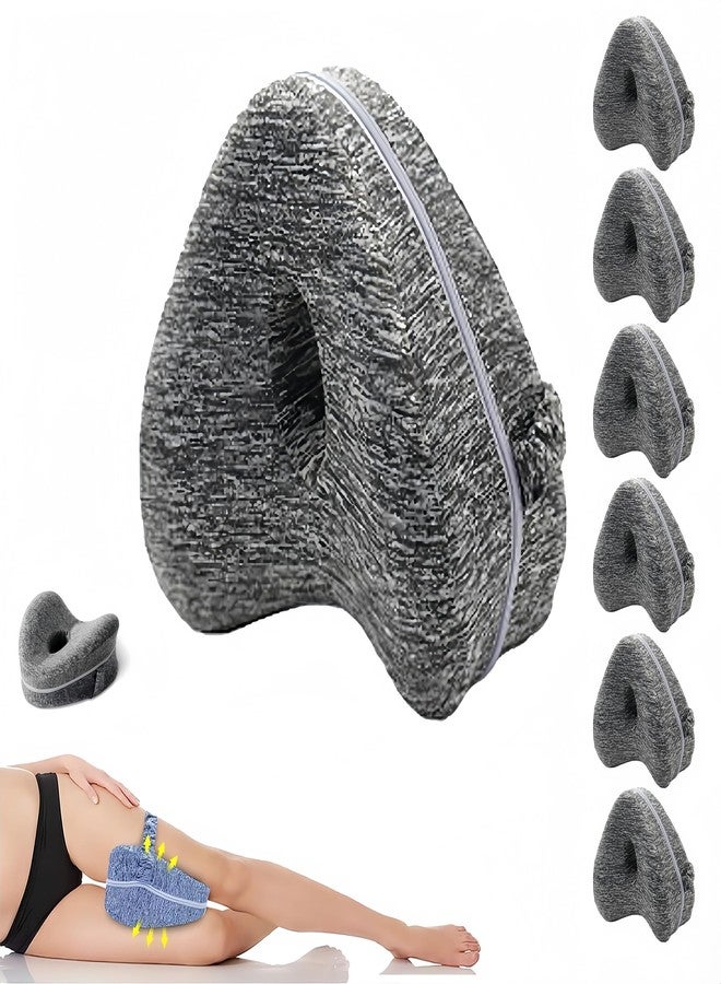 ACGarden Leg Pillow for Side Sleepers, Memory Foam Knee Pillow with Elastic Strap, Contoured Leg Cushion for Hip & Spine Alignment, Comfort Support Pillow for Sleeping, Home, Office - Grey - Image 1