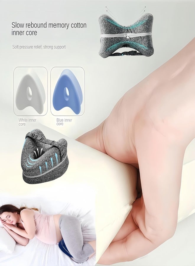 ACGarden Leg Pillow for Side Sleepers, Memory Foam Knee Pillow with Elastic Strap, Contoured Leg Cushion for Hip & Spine Alignment, Comfort Support Pillow for Sleeping, Home, Office - Grey - Image 5