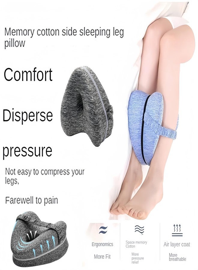 ACGarden Leg Pillow for Side Sleepers, Memory Foam Knee Pillow with Elastic Strap, Contoured Leg Cushion for Hip & Spine Alignment, Comfort Support Pillow for Sleeping, Home, Office - Grey - Image 3