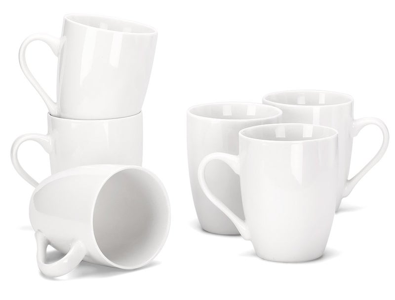 MIWARE 11 Ounce Porcelain Mugs Set of 6 Tea and Coffee Mug Set Ivory White Ivory White 11OZ