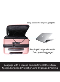 NATIONAL GEOGRAPHIC National Geographic Lodge Travel Suitcase Set, 100% PC Durable Lightweight Hard Shell Expandable Luggage, 4 Double Wheel, TSA Lock 3pcs Trolley Bag Rose Gold (20+24+28 Inch).  - Image 3