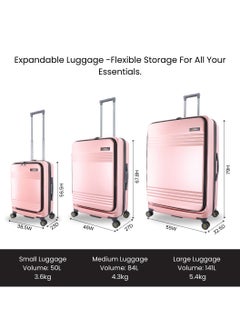 NATIONAL GEOGRAPHIC National Geographic Lodge Travel Suitcase Set, 100% PC Durable Lightweight Hard Shell Expandable Luggage, 4 Double Wheel, TSA Lock 3pcs Trolley Bag Rose Gold (20+24+28 Inch).  - Image 4
