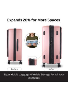 NATIONAL GEOGRAPHIC National Geographic Lodge Travel Suitcase Set, 100% PC Durable Lightweight Hard Shell Expandable Luggage, 4 Double Wheel, TSA Lock 3pcs Trolley Bag Rose Gold (20+24+28 Inch).  - Image 5