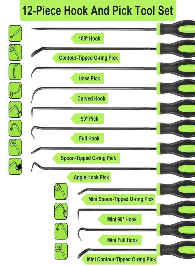 Doaho 12PCS Automotive Hook and Pick Tool Set,Long & Mini Precision Puller Remover Tool Kit for Auto O-Ring,Seal & Gasket Removal,Mechanic Professional Tools,Car Repair Essentials - Image 3