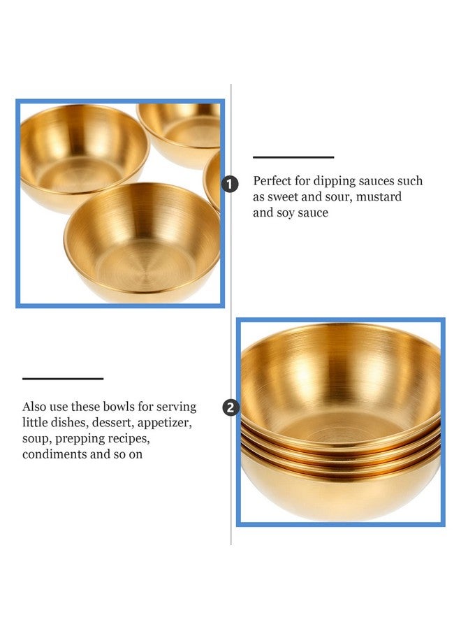 دويتول مجموعة من 4 أطباق صلصة من الفولاذ المقاوم للصدأ من دويتول، أطباق مقبلات صغيرة، وعاء دائري لتغميس السوشي، أطباق توابل، أطباق صحن، لون ذهبي - Image 4