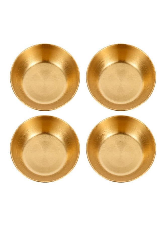 دويتول مجموعة من 4 أطباق صلصة من الفولاذ المقاوم للصدأ من دويتول، أطباق مقبلات صغيرة، وعاء دائري لتغميس السوشي، أطباق توابل، أطباق صحن، لون ذهبي - Image 1