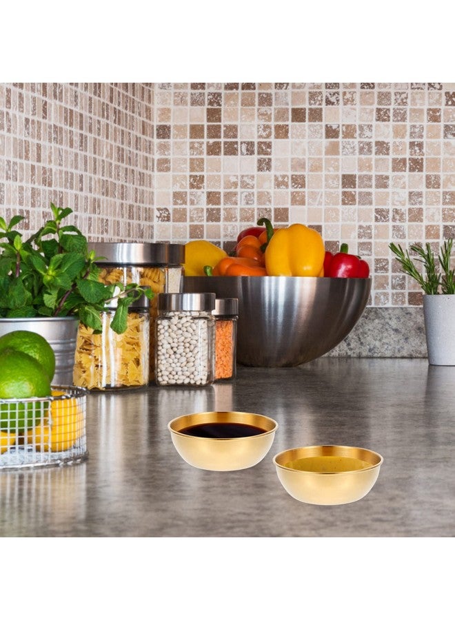 دويتول مجموعة من 4 أطباق صلصة من الفولاذ المقاوم للصدأ من دويتول، أطباق مقبلات صغيرة، وعاء دائري لتغميس السوشي، أطباق توابل، أطباق صحن، لون ذهبي - Image 2