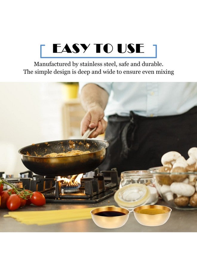 دويتول مجموعة من 4 أطباق صلصة من الفولاذ المقاوم للصدأ من دويتول، أطباق مقبلات صغيرة، وعاء دائري لتغميس السوشي، أطباق توابل، أطباق صحن، لون ذهبي - Image 5