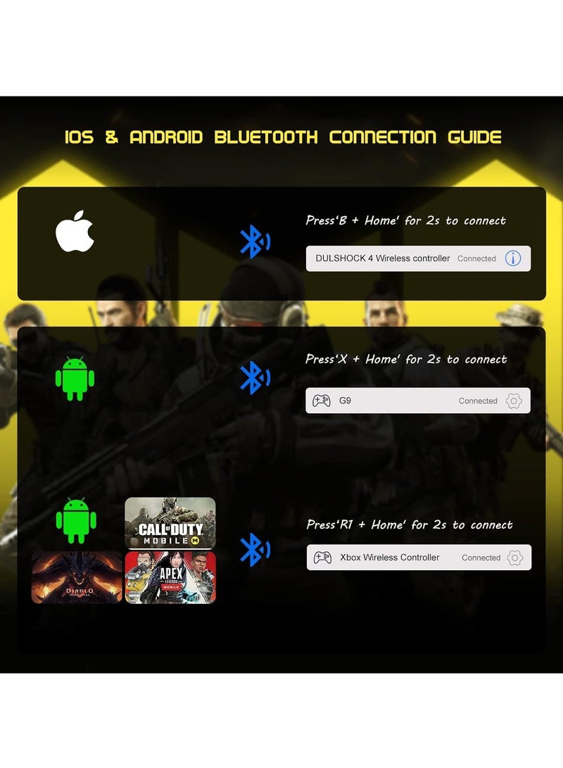 Mobile Gaming Controller for iOS, for Android, for iPad, Tablet, PC, Phone Wireless Controller for iPhone 14 13, for galaxy S22 21, Android Phones, for COD Mobile, for Genshin Impact, for Cloud Gaming - Image 5