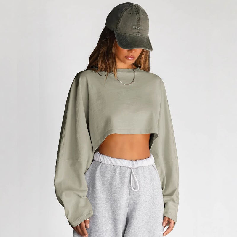 2025 Navel Crewneck Sweater Women'S Short Sports Base Shirt T-Shirt Knitted Shirt Long Sleeve Top - Image 5