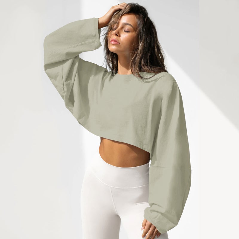 2025 Navel Crewneck Sweater Women'S Short Sports Base Shirt T-Shirt Knitted Shirt Long Sleeve Top - Image 1