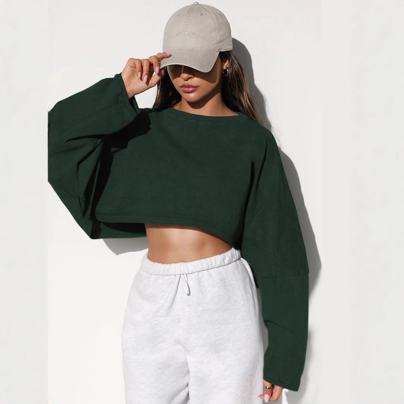 2025 Navel Crewneck Sweater Women'S Short Sports Base Shirt T-Shirt Knitted Shirt Long Sleeve Top - Image 4