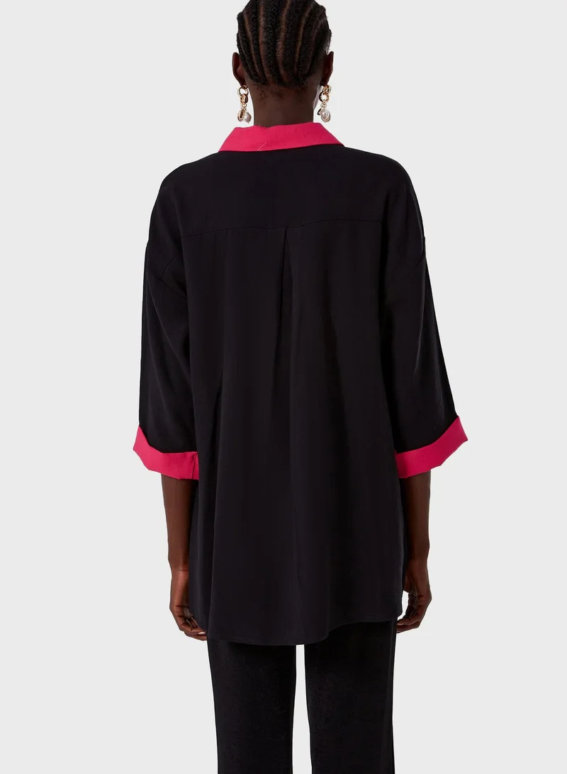 MIZALLE Pocket Color Block Detail Tunic